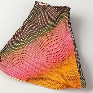 ZARA Vibrant Pink Orange Abstract A-line Midi Skirt Satin Artsy